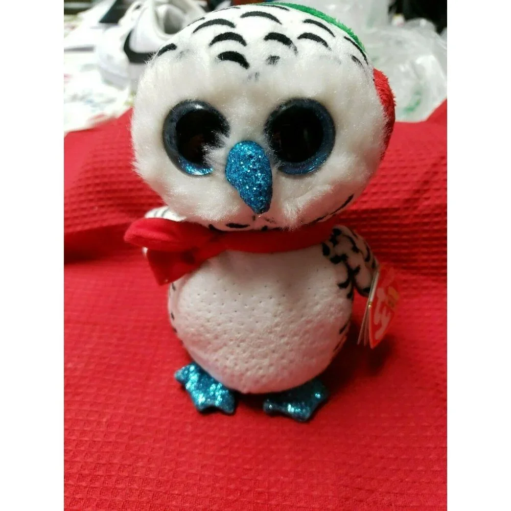 Ty Beanie Boos - NESTER the Christmas Owl (6‎ Inch) NEW - MINT with MINT TAGS 6T